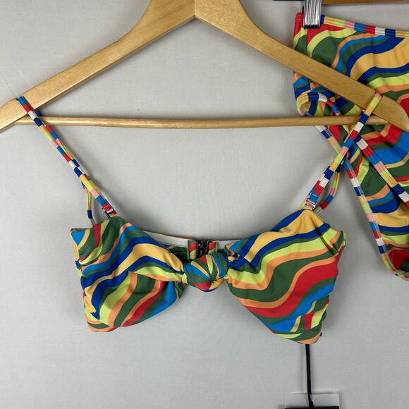 It's Now Cool Knot Bandeau & Waisted Duo Pant Two Piece Swimsuit Women's Size S - Picture 2 of 10